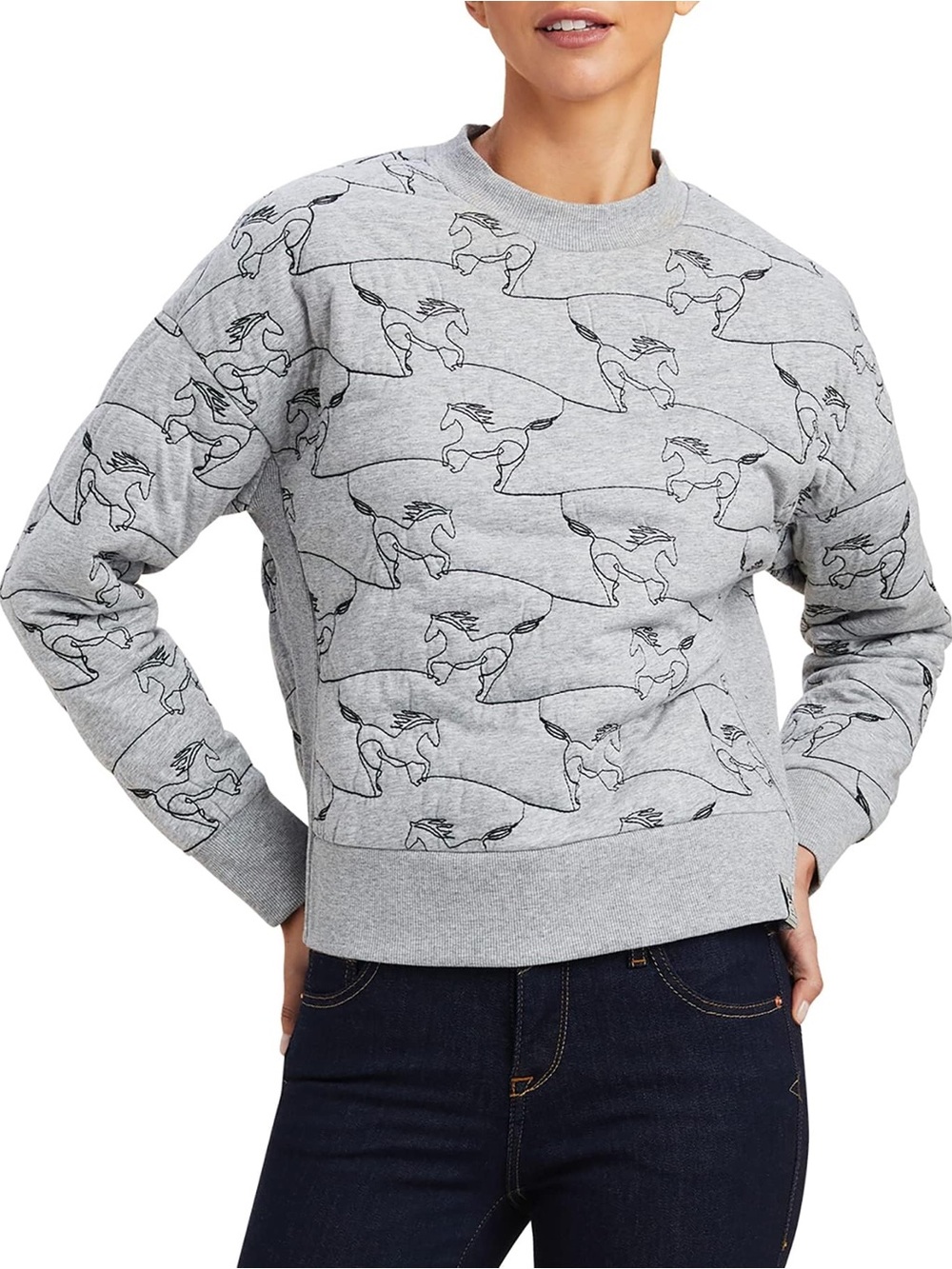 Ariat Contour Equine Crew Sweatshirt Embroidered Horse Sz XS
